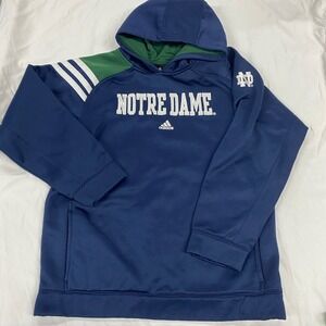 Adidas Notre Dame Fighting Irish Hoodie Navy Blue Green Youth XL 18/20 Pull-Over